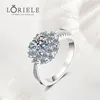 클러스터 반지 Loriele Moissanite 링 해바라기 더블 다이아몬드 스털링 실버 웨딩 밴드 약속 약혼 기념일 기념일 gif