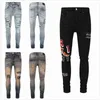 Jeans firmati per uomo Pantaloni da trekking strappati Hip Hop High Street Fashion Brand Pantalones Vaqueros Para Hombre Ricamo motociclistico Aderente