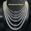 Cheap Price Moissanite Hiphop Necklace 2mm 3mm Iced Out Diamond Tennis Chain 925 Sterling Silver 4mm 5mm Moissanite Tennis Chain