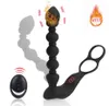 Anal Toys 10 Speed ​​Dualuse Vibration Buplug Intelligent uppvärmning Remote Control Cock Ring Prostate Massager bär pärlor Sex8840139