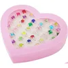 Beauty Fashion 36 PCS Little Girl Girl Admable Rhinestone Gem Rings Toy in Box Kids Kids Jewelry Ring Toys with Heart Shape Di Dh7wl