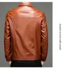 Idopy jaqueta masculina de couro real, clássica, slim fit, bolsos, escritório, negócios, jaqueta e casaco para homens 240227
