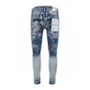 2024 nieuwe paarse heren designer jeans zwart vuile vintage heren jeans casual cowboybroek groene knie vernietig quiltgat slimPURPLE hiphop straatbroek 29-40