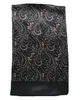 Lenço longo masculino gravata 100 seda preta dupla paisley 170x27cm