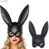 Masques de créateurs Boule de maquillage Masque de lapin noir Femme Demi-visage Adulte Halloween Accessoires Rassemblement Cosplay Performance Fournitures
