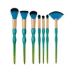 7pcsset Pro Conjunto de pincéis de maquiagem Fundação Blending Powder Eyeshadow Contour Concealer Blush pincel de sobrancelha verde azul color181f3119859