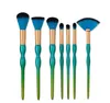 7pcsset Pro pinceaux de maquillage ensemble fond de teint mélange poudre fard à paupières Contour correcteur Blush pinceau à sourcils vert bleu couleur181f3119859