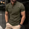 Herr t skjortor kläder sommar vintage krage sport t-shirts casual solid kort ärm knapp polo tee skjorta streetwear smala toppar