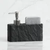 Soap Dispenser with Sponge Kitchen Sink and Bathroom Soap Dispenser Imitation black rock Liquid Hand and Dish Soap Dispenser 240226