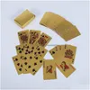 Other Festive Party Supplies 24K Gold Playing Cards Poker Game Deck Foil Set Plastic Magic Card Waterproof Drop Delivery Home Garde Dhplh