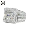 Custom Hip Hop Fully Iced Baguette Curved Vvs Moissanite Diamond Ring for Men