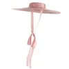 GEMVIE, sombrero de paja plano de ala ancha de 4 colores, verano s para cinta de mujeres, gorra de playa, navegante, sol de moda con correa para la barbilla 220225284U