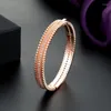 Bangle Fashion Luxury Zircon Crystal Woman Bridal Jewelry Full Around Mirco Paved Dubai Golden Bracelet For Ms Hand