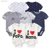 Footies 7 PCS/LOT Short Sleeve Baby Rompers 100%Cotton overalls born clothes Roupas de bebe boys girls jumpsuit clothing 210824 240306