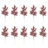 Fleurs décoratives 10pcs Noël Artificielle Glitter Feuilles de pin Branches DIY Guirlande Ornement d'arbre de Noël pour l'année de la maison Navidad Décor