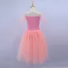 Stage Wear 2024 Costume de ballet de cygne rose pour femmes adultes enfants sans manches dos nu professionnel long tutu gymnastique justaucorps filles