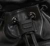 Fashionable black leather backpack Cowhide small backpack new style