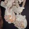 مجوهرات الهيبوب المثلجة VVS Diamond Mossanite Custom Sterling Sier Self Made Moissanite Pendant