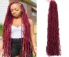 Mtmei Hair Faux Locs Crochet Lunghi ricci Dreadlocks Estensioni Trecce morbide naturali Rosso Borgogna Ombre 2204021904614