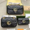 Luxo Marmont preto Designer sacos para mulheres mens 3size grande embreagem flap câmera bolsa de mão bolsa de couro bolsa de corrente de ouro satchel crossbody tote messenger bags