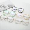 Güneş Gözlüğü Çerçeveleri Moda Vintage Square Glasses Marka Tasarımcısı Optik Gözlükler Çerçeve Temiz lens Gözlük Retro Mavi Anti-Işık Oculos