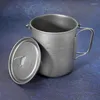 Cups Saucers Outdoor Titanium Pot Cup Mug Pots Tableware Camping Picnic Water Of Coffee Tea With Lid 750Ml Retail