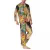 Nachtkleding voor heren Gustav Klimt Herfst Vintage Art Print Casual Losse Oversized Pyjama Set Man Lange mouwen Slaapkamer Design Nachtkleding