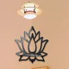 Dekorativa plattor flytande hörnhylla visar estetisk andlig lotusblomma för sovrum väggdekor förvaring hem kök badrum