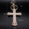 Schlüsselanhänger Luxus Mode Strass Kreuz Charms Metall Schlüsselanhänger Legierung Kristall Auto Tasche Zubehör Ring Jesus Christian Schmuck