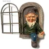 装飾的なオブジェクト図形ギフト飾り庭園飾り小屋樹脂手工芸漫画小屋彫像白いひげ老人T240307