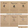 Collares colgantes Día y noche Collar de signo del zodiaco para mujeres 12 Constelación Colgante Perlas Cadena Gargantilla Mujer Cumpleaños Joyería Coche DHHM4