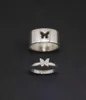 Paar ringen vlinder bijpassende ringen voor vrouwen mannen bruiloft set belofte ring voor liefhebbers bijpassende goud zilver kleur ringen Q07082400287