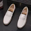 Dress Shoes British White Black Soft Leather Driving For Men Penny Loafter Wedding Groom Homecoming Business Flats Footwear