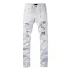 Men's Jeans Purple Brand Mens High Street White Pants Patched Hole Fashion Denim Trend