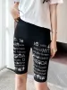 Shorts Summer New Trendy Rhinestone Cycling Shorts Women's Black Modal Knee Length Short Leggings Slim Skinny Gothic Punk Sport Shorts