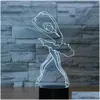 Table Lamps Abstractive 3D Optical Illusion Ballerina Ballet Girl Colorf Lighting Effect Touch Switch Usb Powered Led Decoration Drop Dh8H3