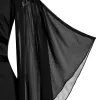 Dress Plus Size Chiffon Batwing Sleeve Laceup Harness Insert High Low Dress Cold Shoulder Gothic Casual Female Dress Black Vestidos