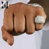 Custom Hip Hop Fully Iced Baguette Curved Vvs Moissanite Diamond Ring for Men