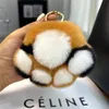 Porte-clés en peluche boule véritable Rex fourrure porte-clés griffe de chat femmes sac pendentif mignon jouet suspendu ornements voiture porte-clés ours bibelots 226g