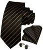 Hitie Neck Tie Set Private Label Silk Men Svart och guldsläckband Rand Set Drop N73312127807