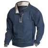 Polo à fermeture éclair pour hommes, mode surdimensionné, vêtements pour hommes, sweat-shirt décontracté à manches longues, couleur unie, hauts pullover 240313