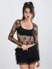 Shorts pour femmes Élégant Noir LCAE Y2K Plissé Couches Taille élastique Nouée Bloomers Street Cake Jupe