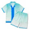 Moda eşofman yazlık düğme aşağı kısa kollu Hawaiian gömlek takımları yaz plaj tasarımcısı şort gömlek eşofmanları geometrik baskılı kıyafetler boyutu S-XL
