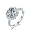 Clusterringe SGARIT Moissanit Sonnenblumenschmuck 925 Sterling Silber Ehering 3CT D Farbe Diamant Verlobung Frau