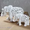 Decorative Objects Figurines Ceramic Hollow Ball Round Shape Hollow Pattern Retro Ceramic Handicraft Ornaments White Elephant Thailand Home DecorationL240306