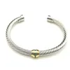 DY kabel armband gedraaide zilveren armbanden designer sieraden vrouwen man gouden Parel hoofd diamant steen Manchet armband Armband mode-sieraden feest