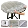 Table Cloth PVC Fitted Round Elastic Tablecloth Transparent Waterproof Oil-Proof Cover Protector Dinning Covers Home