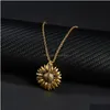 Pendant Necklaces You Are My Sunshine Sunflower Necklaces For Women Gold Open Locket Pendant Long Chain Fashion Inspirational Jewelry Dh623