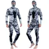 Badkläder 3mm Neopren Wetsuit Mäns huva kamouflagedräktdräkt snorklande spearfishing 2 stycken set våtdräkt vinter termisk baddräkt