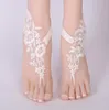 Ny spetsblommig brudtal ankelkedja barfota sandaler bröllop tillbehör fot smycken7585478